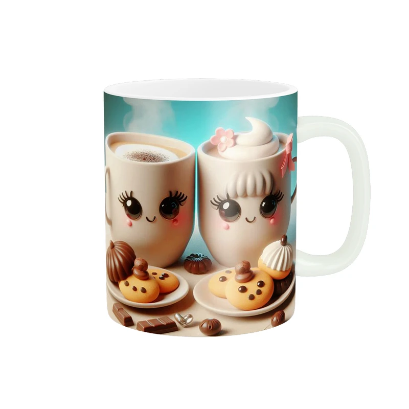 ماگ پاد آفرین طرح فنجان قهوه و بیسکوییت کد 1701