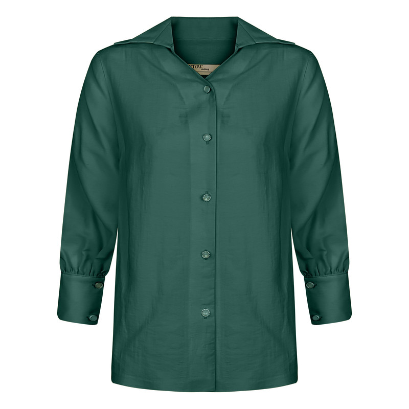 شومیز آستین بلند زنانه مدل ZTR44 رنگ سبز تیره