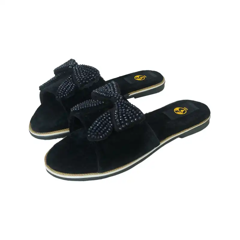 صندل زنانه سیی مدل پاپیون برجسته کد 2028.1