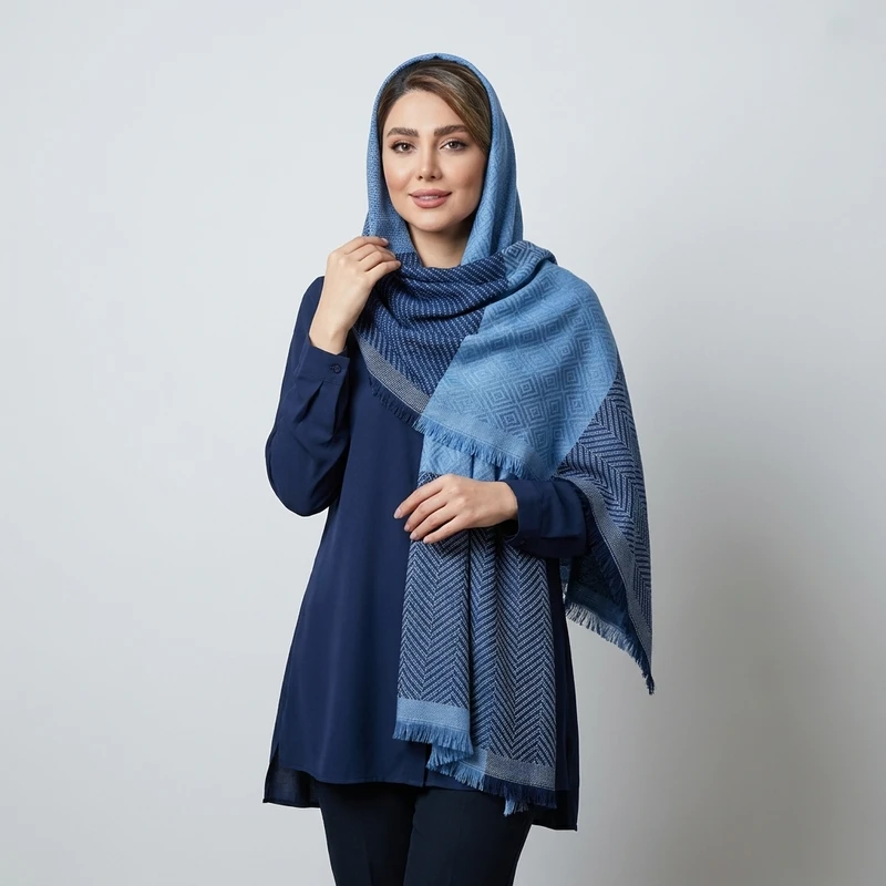 شال زنانه نخی رشته دار دور مدل راه راه کد 1ـ1111