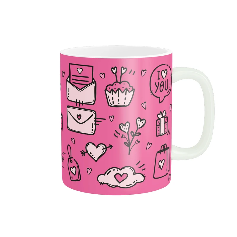 ماگ پادآفرین مدل عشق طرح قلب LOVE گل کد PM1661