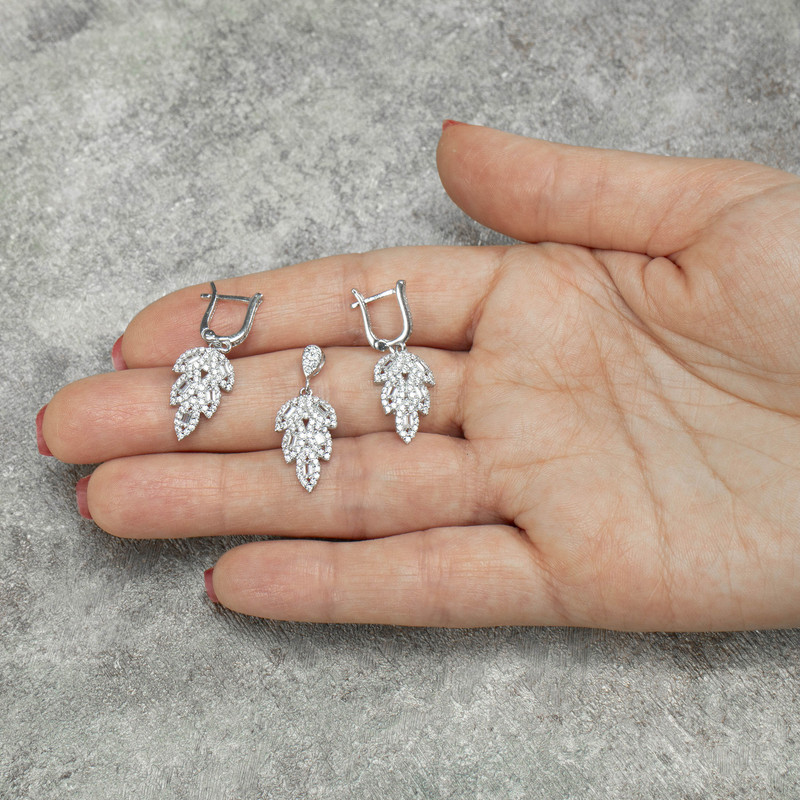 نیم ست نقره زنانه مدل یاپراک AMT-N219