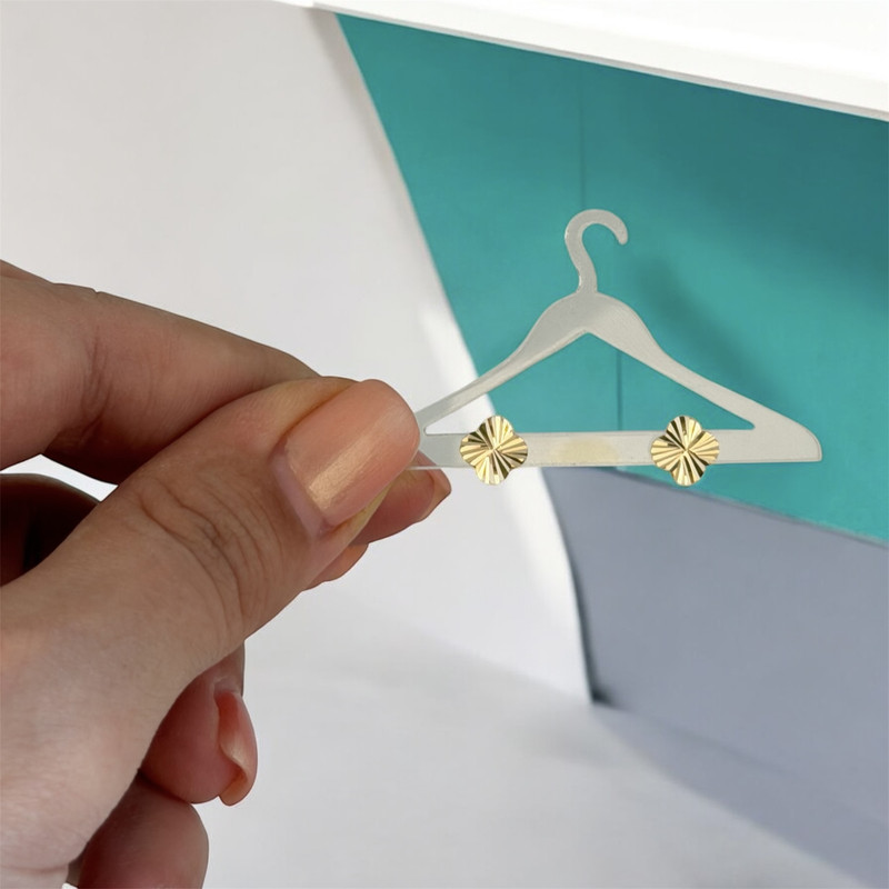  گوشواره میخی طلا 18 عیار زنانه با طرح ونکلیف آرپلز کرابو مدل تراش 8 - 2