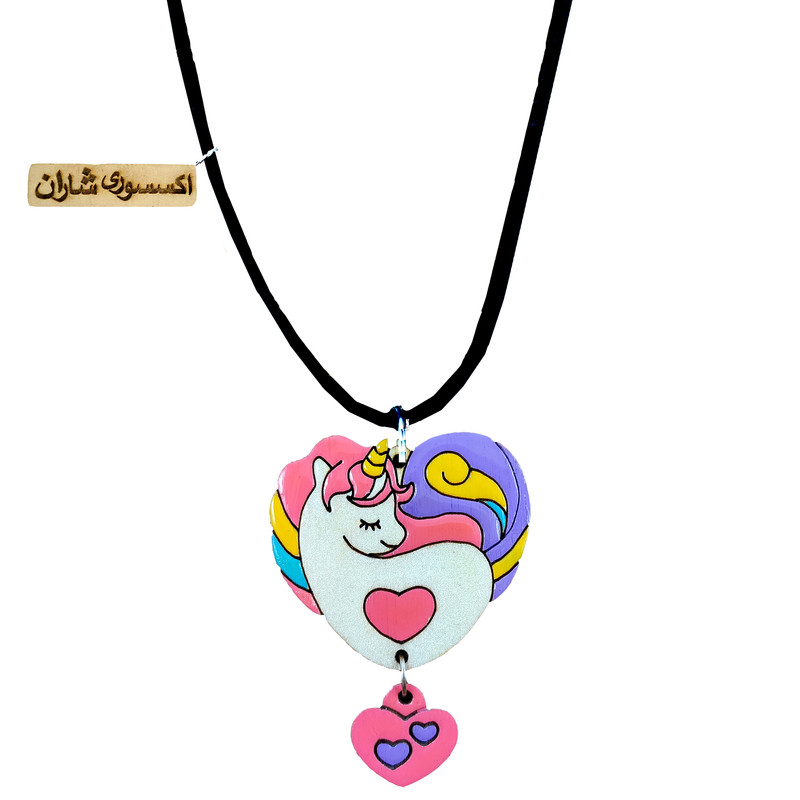 گردنبند دخترانه مدل اسب تک شاخ قلب کد 401