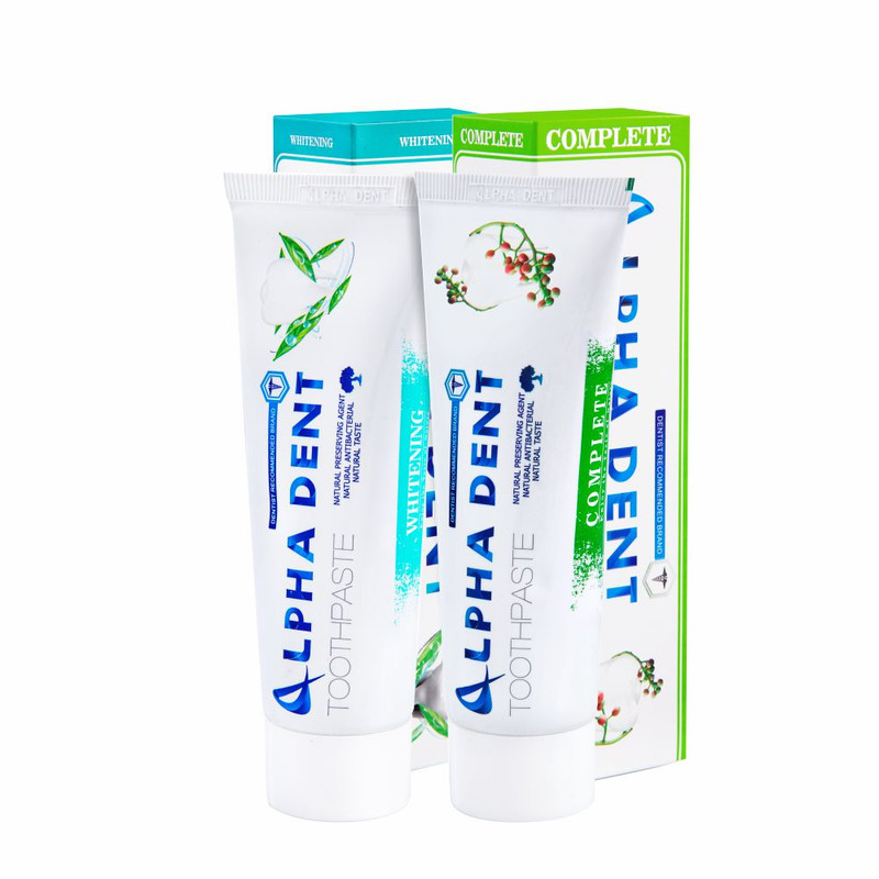 خمیر دندان آلفادنت مدل complete and whitening حجم 75 میلی لیتر بسته 2 عددی