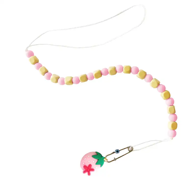 زنجیر پستانک مدل شکوفه و توت فرنگی