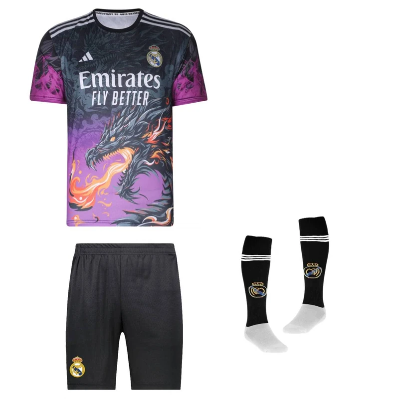 ست 3 تکه لباس ورزشی پسرانه مدل دراگون رئال مادرید طرح امباپه کد 2026bn