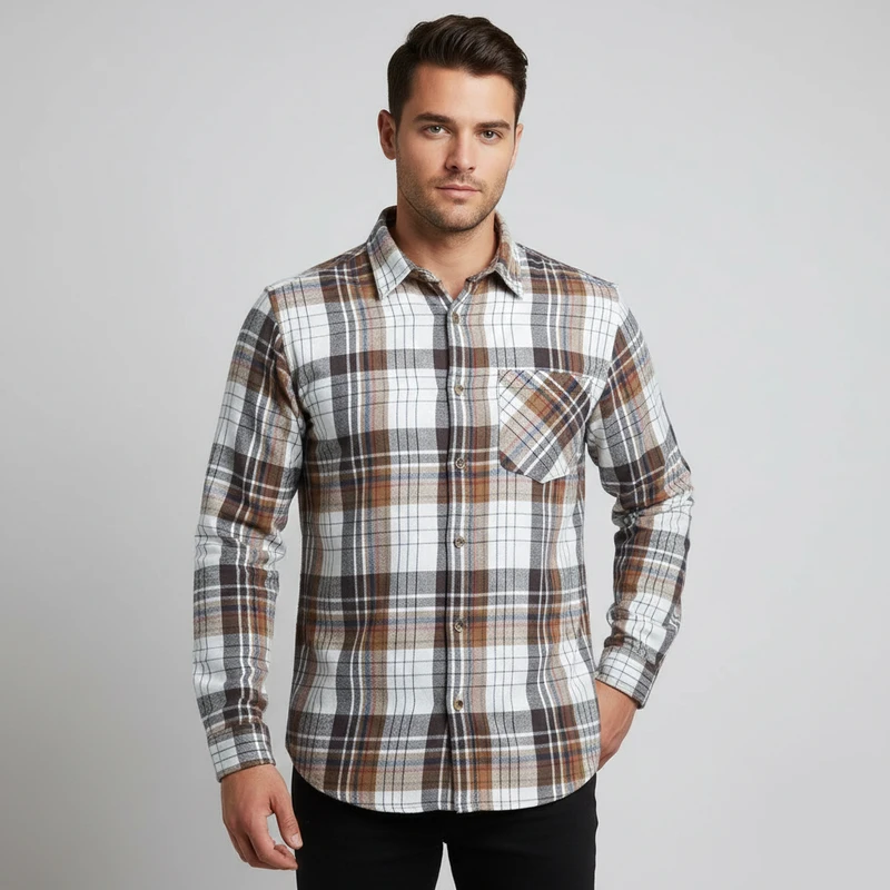 پیراهن آستین بلند یقه برگردان مردانه ال سی وایکیکی مدل W577669Z8
