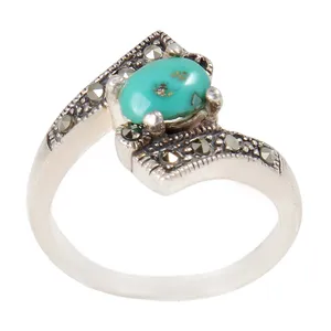 انگشتر نقره زنانه بازرگانی میلادی مدل فیروزه نیشابور کد AW_512