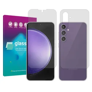 Glass Pro Resistant model transparent screen protector suitable for Samsung Galaxy S23 FE mobile phone along with the back protector