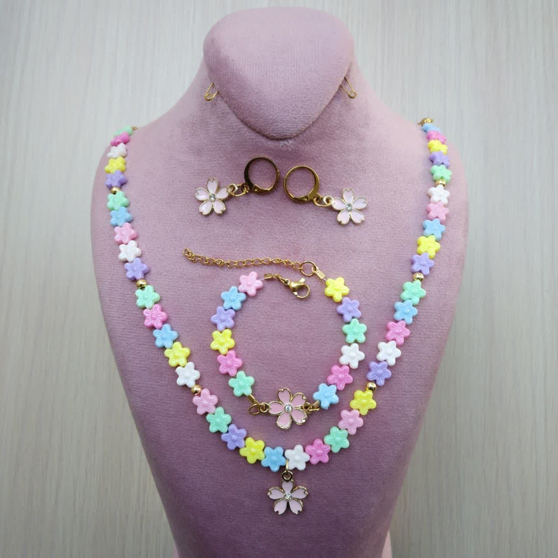 نیم ست دخترانه مدل مهره ای گل کد 0333