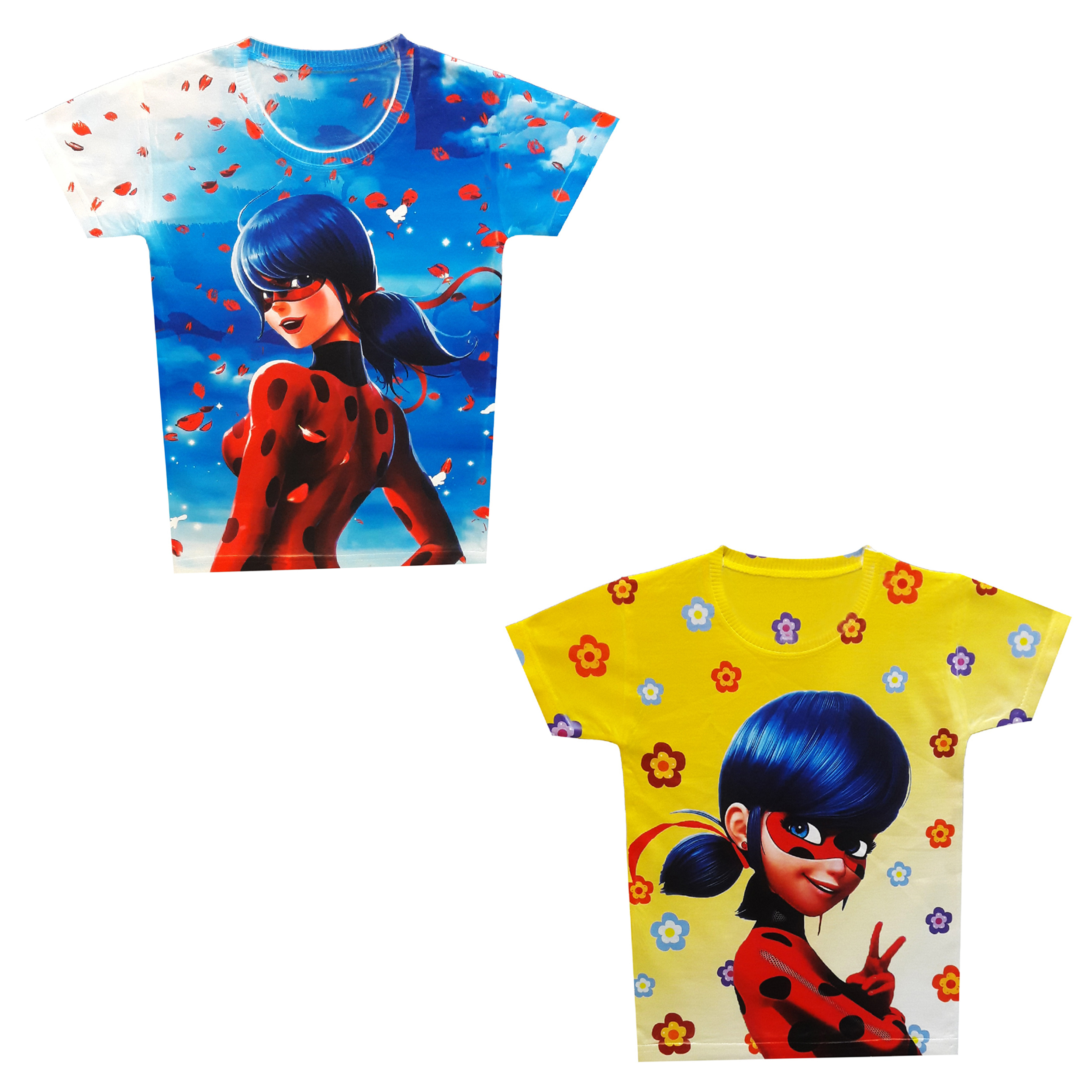 تی شرت دخترانه طرح دختر کفشدوزکی کد MT 034 مجموعه 2 عددی