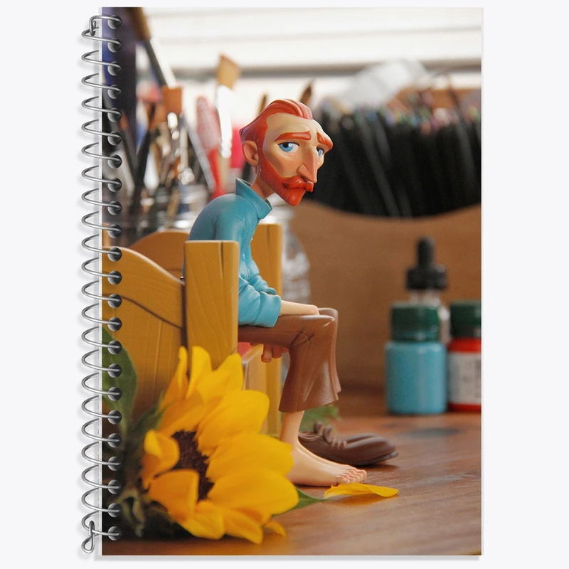 دفتر زبان 50 برگ خندالو مدل سه خط طرح ونسان ونگوگ کد F263