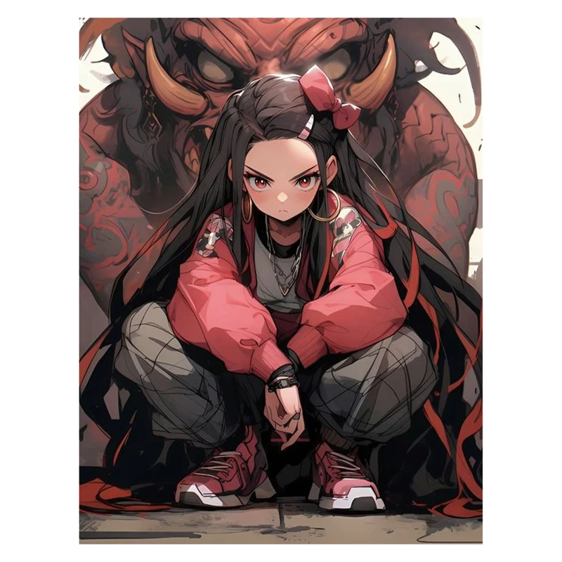 استیکر لپ تاپ و موبایل مدل انیمه طرح شیطان کش نزوکو کامادو demon slayer nezuko kamado کد 207