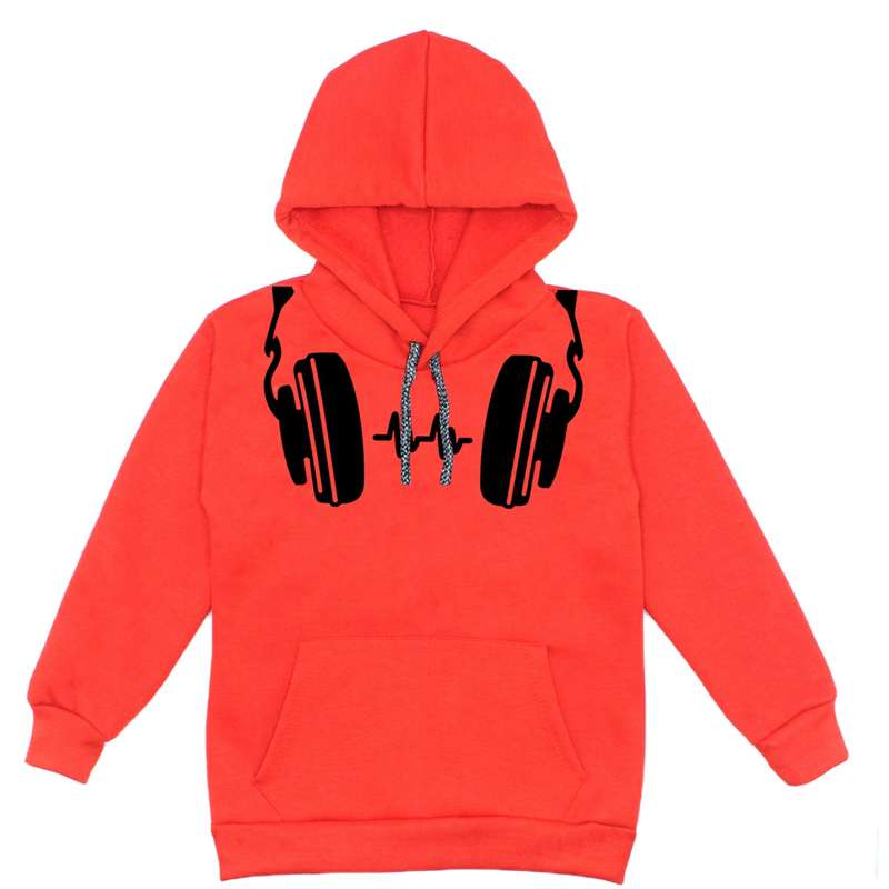 هودی دخترانه مدل هدفون A41 رنگ قرمز
