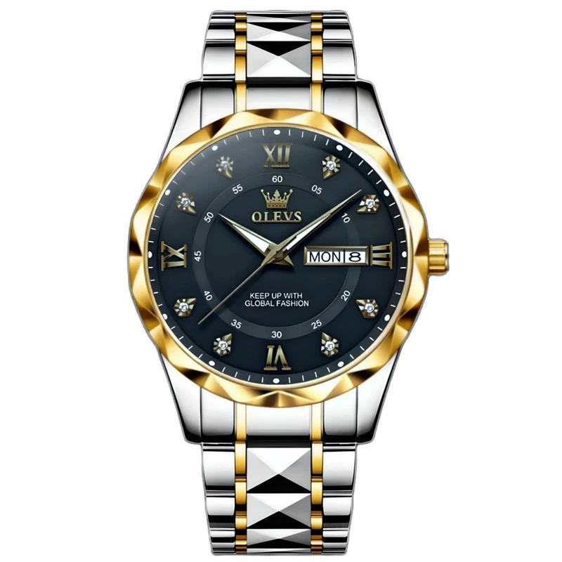 ساعت مچی عقربه‌ای کوارتز مردانه اُ لِوز مدل الماسی نگینی دی دیت کد 009