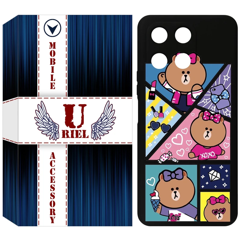 کاور یوریل قاب مدل KSH کد 13 طرح Brown مناسب برای گوشی موبایل آنر X6A / X6A Plus