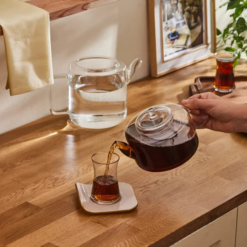 ست کتری و قوری مدل شیشه ای کد prx-2+1.2