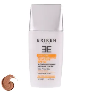 کرم ضد آفتاب رنگی صورت اریکه SPF 50 مدل Anti-Acne حاوی محافظ UVA و UVB مناسب پوست‌های آکنه‌ ای حجم 50 میلی لیتر