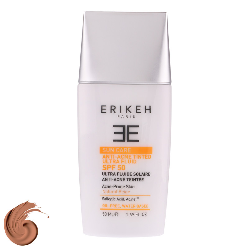 کرم ضد آفتاب رنگی صورت اریکه SPF 50 مدل Anti-Acne حاوی محافظ UVA و UVB مناسب پوست های آکنه ای حجم 50 میلی لیتر