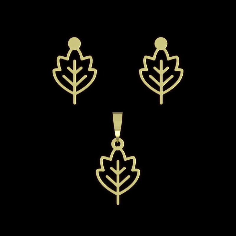 نیم ست طلا 18 عیار زنانه مدوپد مدل برگ کد NA15739