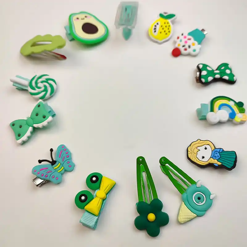 گیره مو زنانه مدل  سیلیکونی آووکادو  بسته 14 عددی