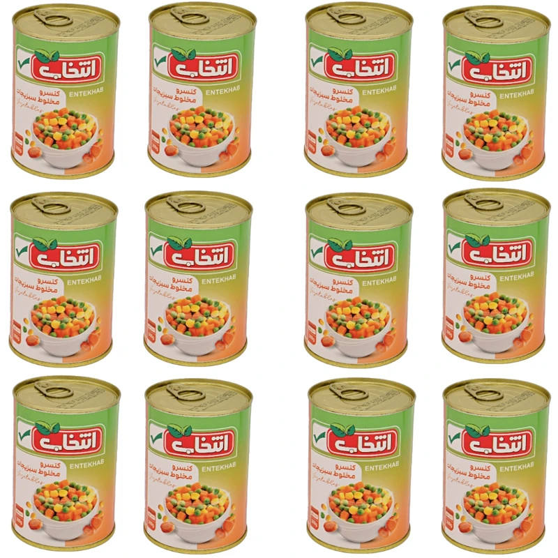 کنسرو مخلوط سبزیجات انتخاب - 380 گرم بسته 12 عددی
