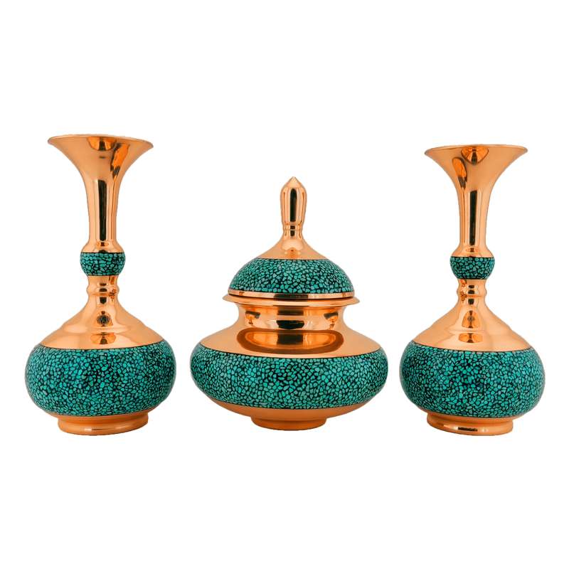 ست سه تکه شکلات خوری و گلدان فیروزه کوبی حامد کریمی کد hf136-200