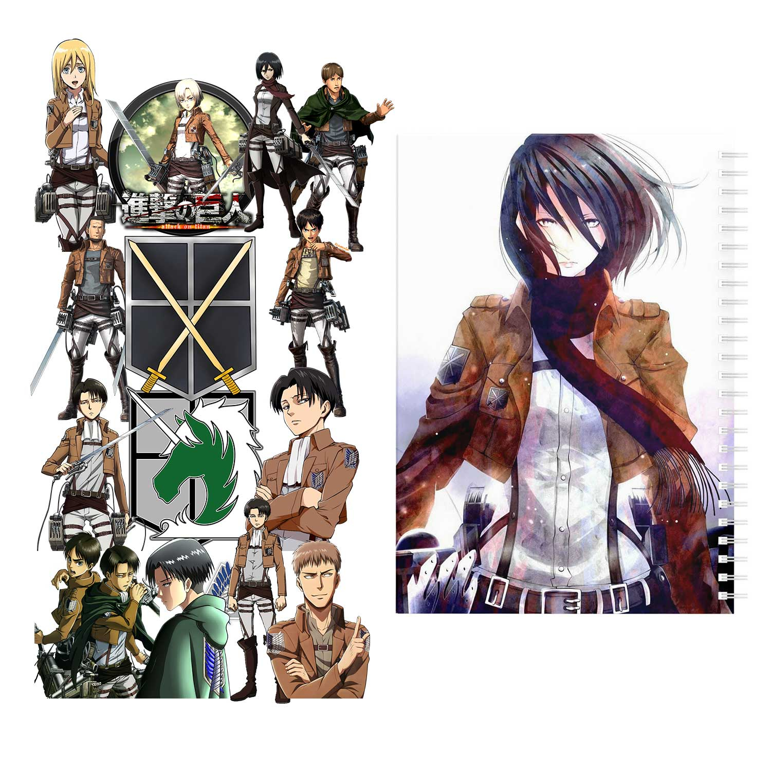 دفتر مشق باژیکان طرح انیمه اتک آن تایتان Attack On Titan کد 20211451 به همراه استیکر لپ تاپ مجموعه 14 عددی