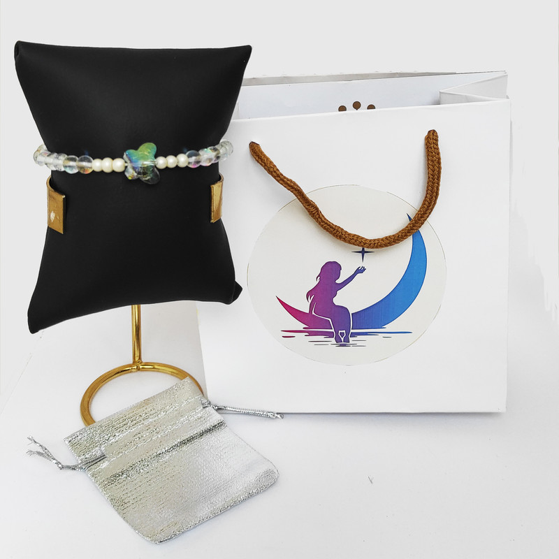 دستبند دخترانه مدل سنگ و پروانه کریستال دستبند دخترانه مدل سنگ و پروانه کریستال