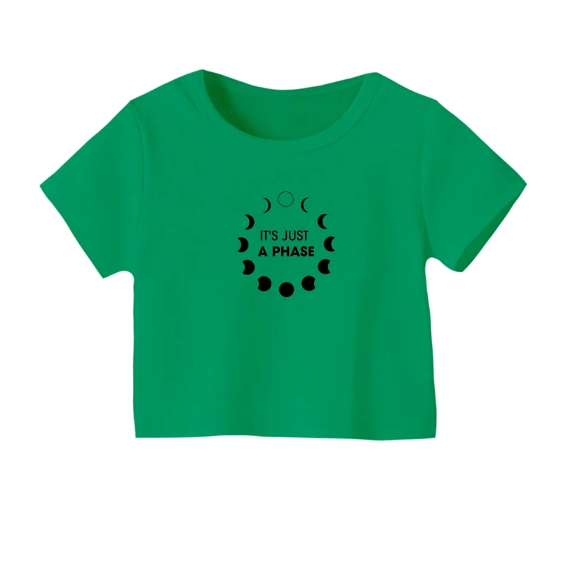 کراپ‌ تی‌شرت آستین کوتاه زنانه مدل فاز ماه