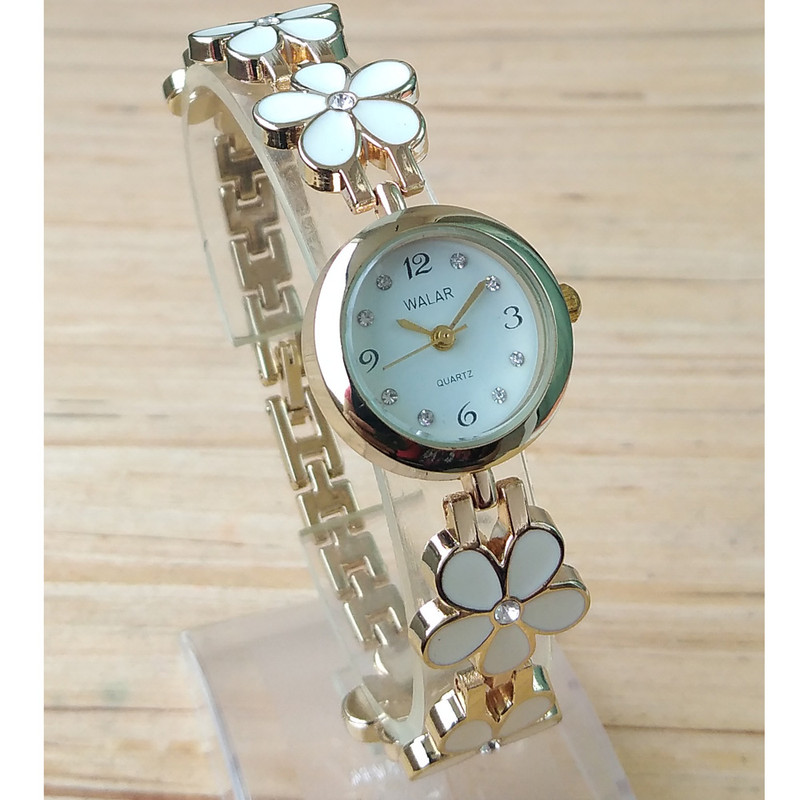 ساعت مچی عقربه ای دخترانه والار مدل فلزی فانتزی 2 طرح گل
