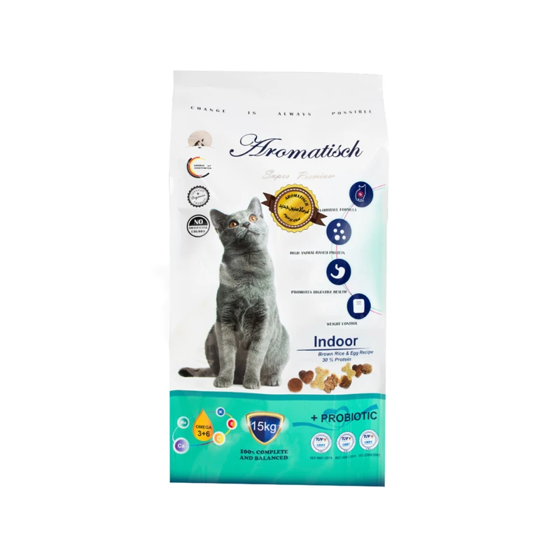 غذا خشک گربه بالغ آروماتیش مدل ایندور طعم گوشت بره وزن ۱۵ کیلوگرم