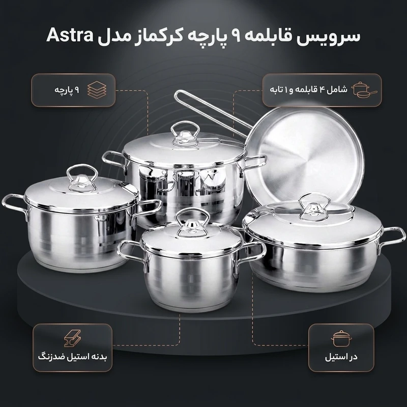عکس شماره 2 : سرویس قابلمه 9 پارچه کرکماز مدل astra