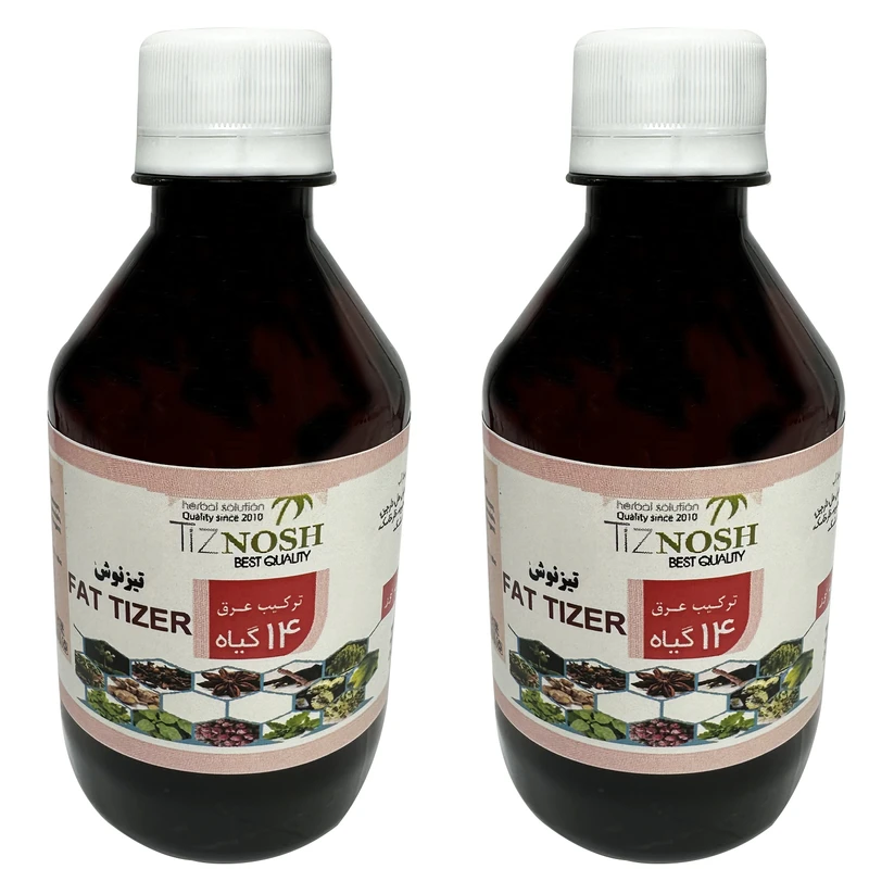 عرق 14 گیاه چاقی تیزنوش - 500 میلی لیتر بسته 2 عددی