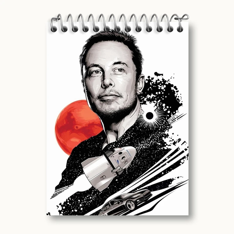 دفتر یادداشت 50 برگ خندالو مدل ایلان ماسک Elon Musk کد 10917