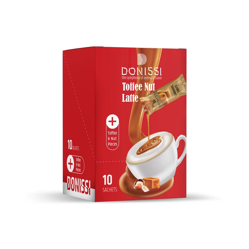 پودر قهوه فوری لاته با تکه های آجیل و تافی - 270 گرم بسته ده عددی