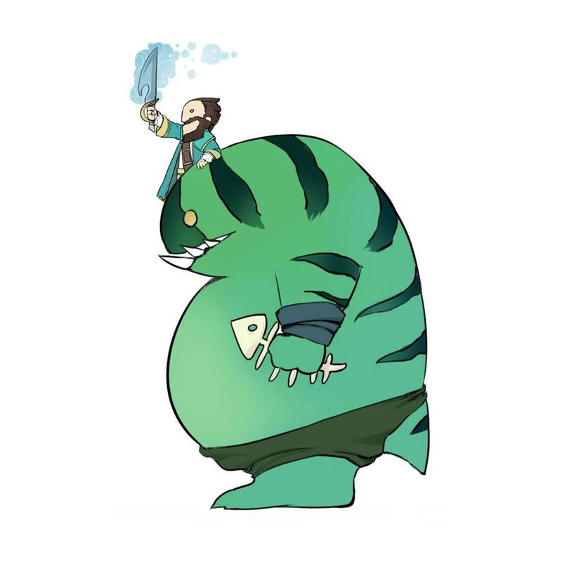 استیکر لپ تاپ و موبایل مدل بازی طرح دوتا 2 تاید هانتر و کونکا dota 2 tide hunter and kunkka کد 1054