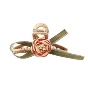 کلیپس مو زنانه مدل روبان دار گل رز