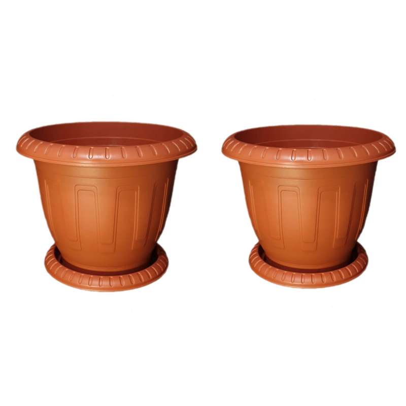 گلدان مدل پلاستیکی گرد طرح دار کد25 بسته 2 عددی