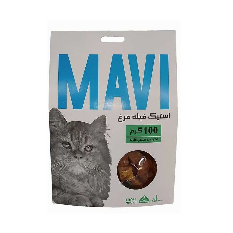 تشویقی گربه ماوی مدل استیک فیله مرغ وزن 100 گرم
