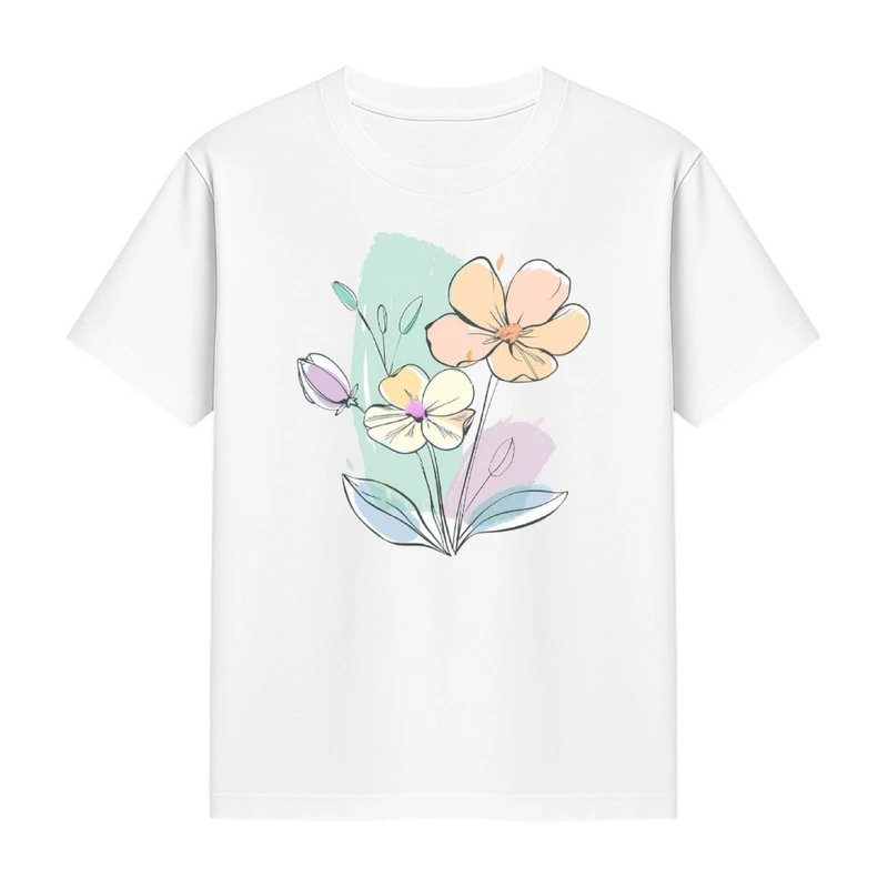 تی‌شرت آستین کوتاه دخترانه مدل گل کد p1 