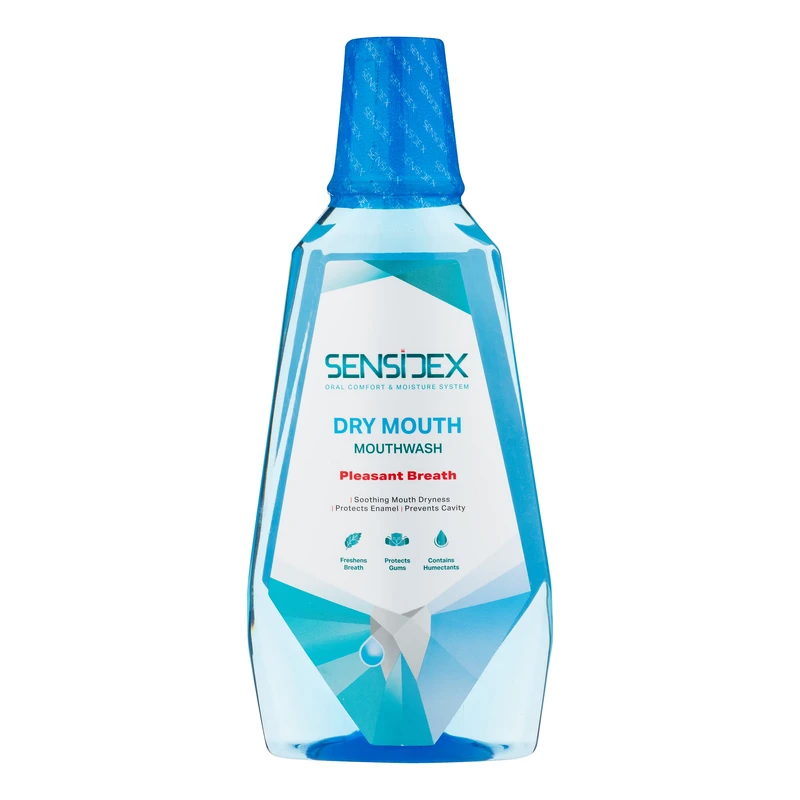 دهان شویه سنسیدکس مدل pleasant breath حجم 420 میلی‌لیتر ضد پوسیدگی حاوی هیالورونیک اسید مناسب بزرگسالان بدون طعم