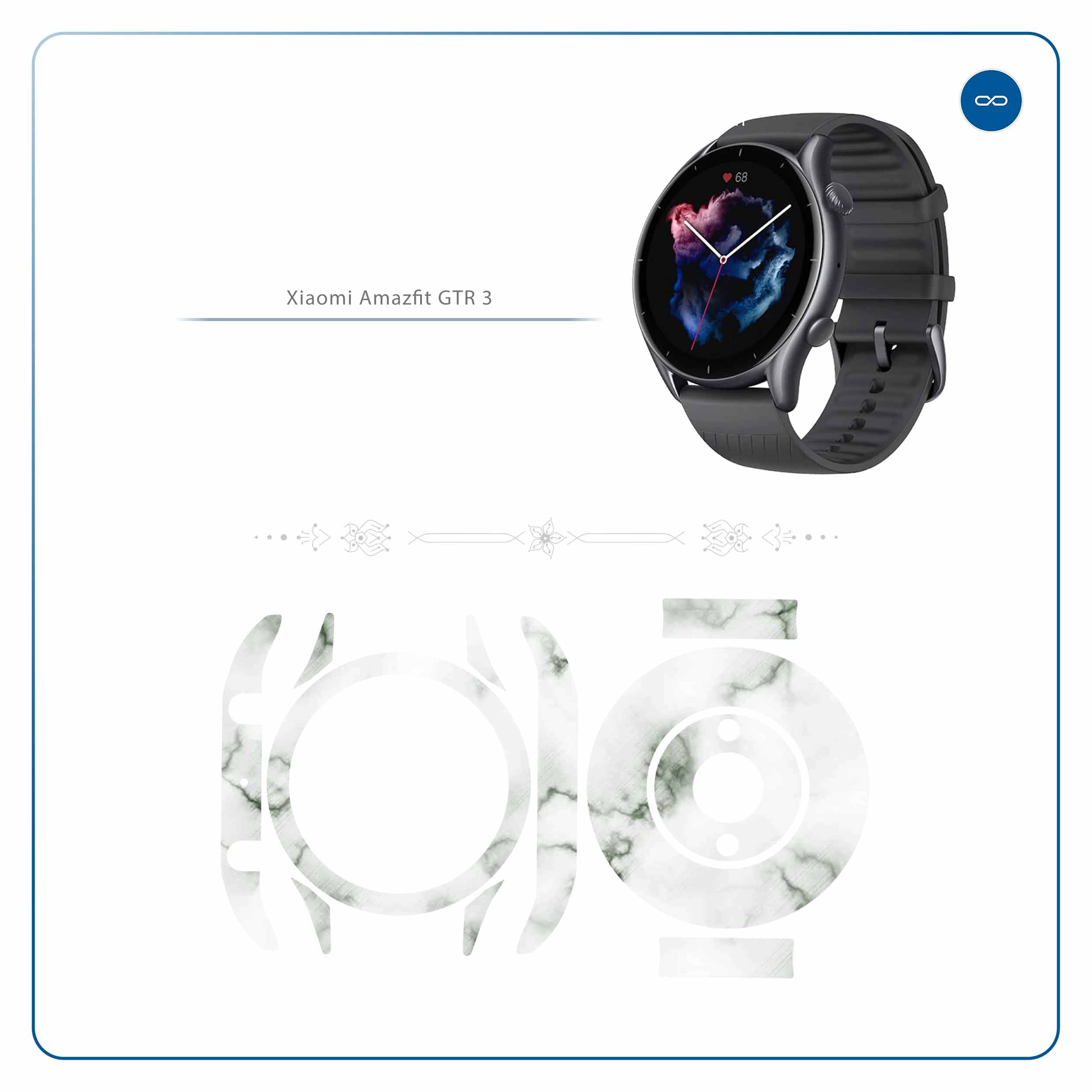 برچسب ماهوت طرح Blanco-Smoke-Marble مناسب برای ساعت هوشمند آمازفیت GTR 3