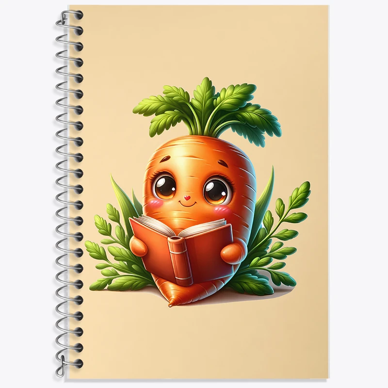 دفتر زبان 50 برگ خندالو مدل دو خط طرح هویج کتابخوان کد F7537