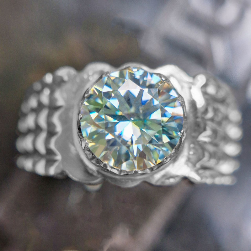 انگشتر نقره مردانه مدل الماس روسی موزانایت