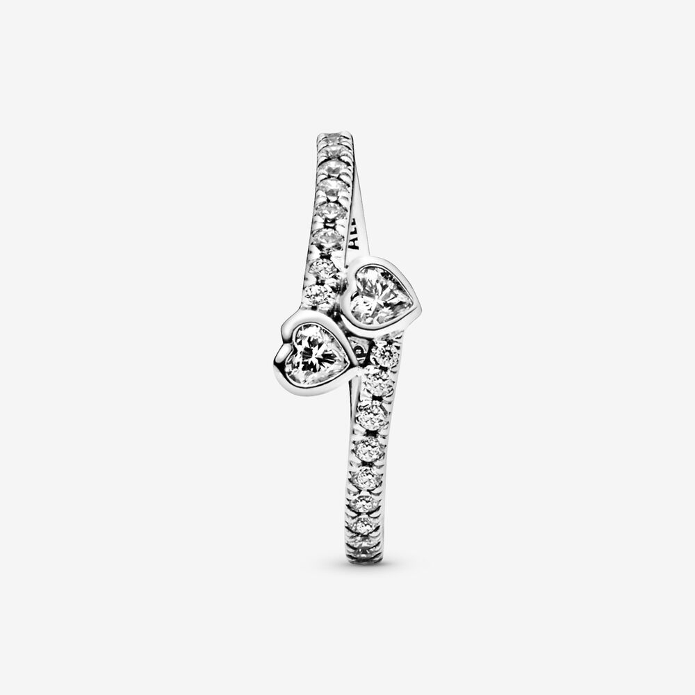Two Sparkling Hearts Ring 