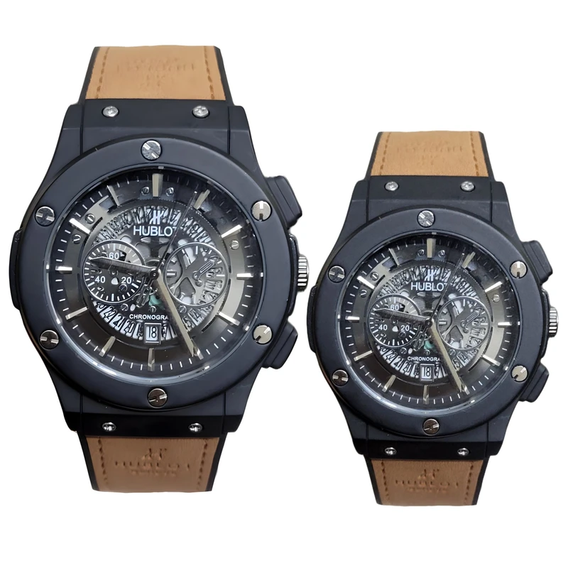 ست ساعت مچی عقربه ای زنانه و مردانه  مدل اسکلتون بیگ بنگ_mg05