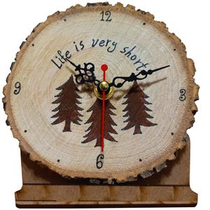 ساعت رومیزی چوبی طرح تنه درخت مدل زندگی