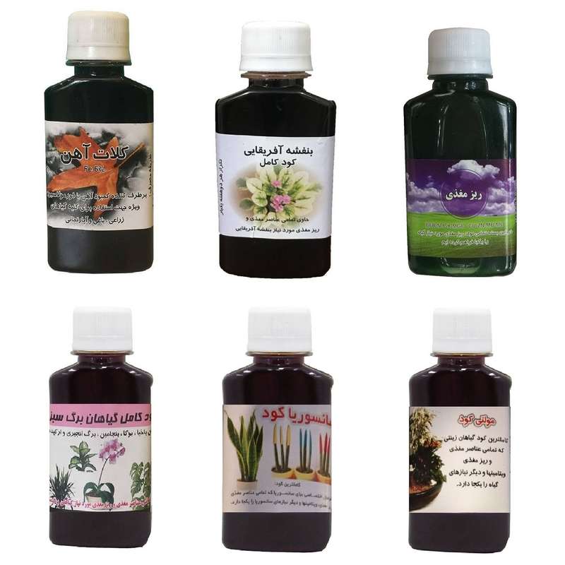 کود مایع کلات آهن و بنفشه آفریقایی و ریز مغذی و گیاهان برگ سبز و سانسوریا و مولتی کود مدل life drop حجم 120 میلی لیتر